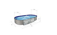 Каркасный бассейн морозоустойчивый Лагуна стальной (Гигабасс) 5 х 3 х 1.5м овальный (вкапываемый) цвет Платина/ТМ605/500300