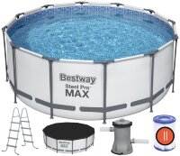 Каркасный бассейн Steel Pro MAX 366х122см, фильтр-насос 2006 л/ч, лестница, тент, 10250л BestWay. 56420